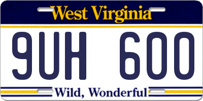 WV license plate 9UH600