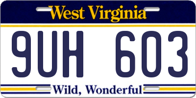 WV license plate 9UH603