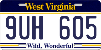 WV license plate 9UH605