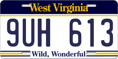 WV license plate 9UH613