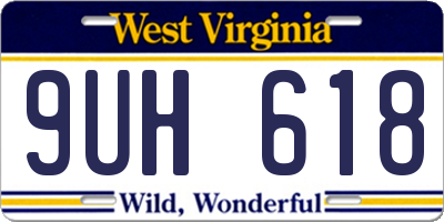 WV license plate 9UH618