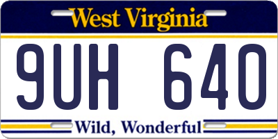 WV license plate 9UH640