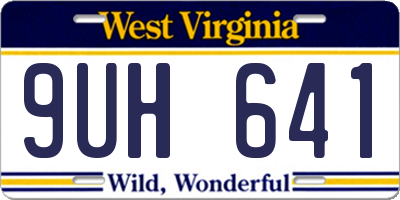 WV license plate 9UH641