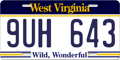 WV license plate 9UH643