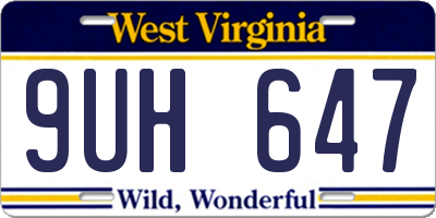 WV license plate 9UH647