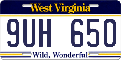 WV license plate 9UH650