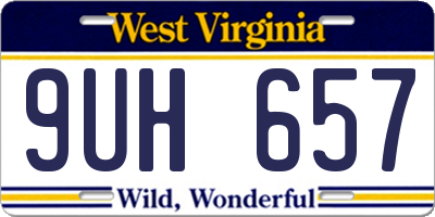 WV license plate 9UH657