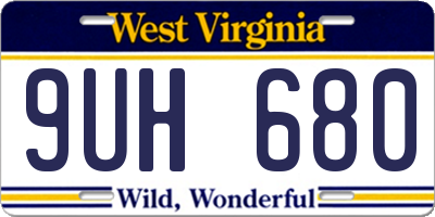 WV license plate 9UH680