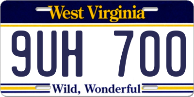 WV license plate 9UH700