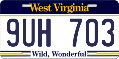 WV license plate 9UH703