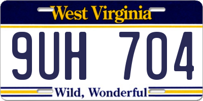 WV license plate 9UH704