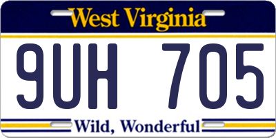 WV license plate 9UH705
