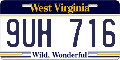 WV license plate 9UH716