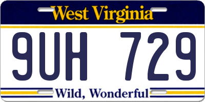 WV license plate 9UH729