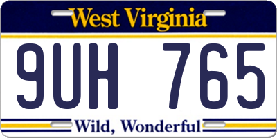 WV license plate 9UH765