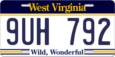 WV license plate 9UH792