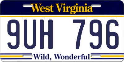 WV license plate 9UH796