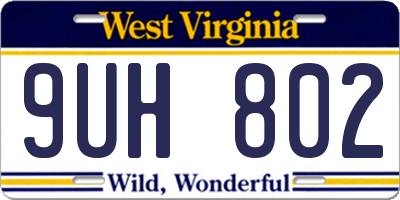 WV license plate 9UH802