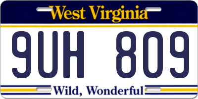 WV license plate 9UH809