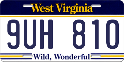 WV license plate 9UH810