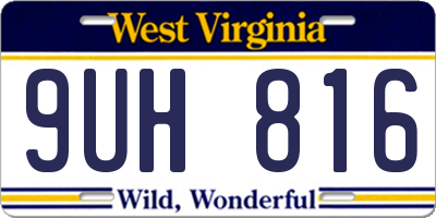 WV license plate 9UH816