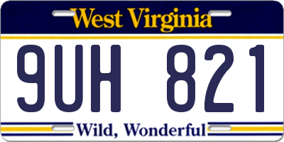 WV license plate 9UH821