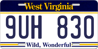 WV license plate 9UH830