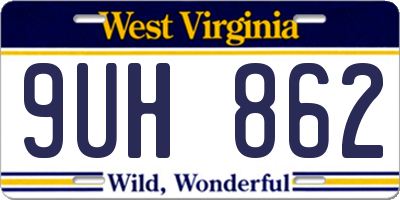 WV license plate 9UH862