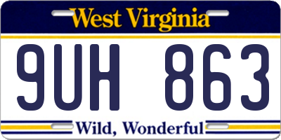 WV license plate 9UH863