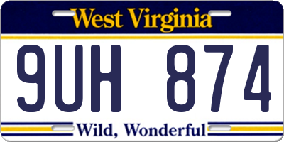 WV license plate 9UH874