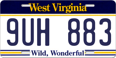 WV license plate 9UH883