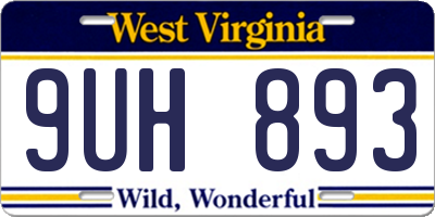 WV license plate 9UH893