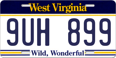 WV license plate 9UH899