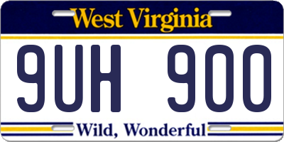 WV license plate 9UH900