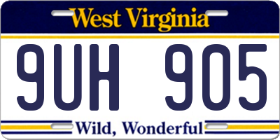 WV license plate 9UH905