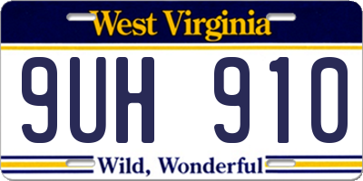WV license plate 9UH910