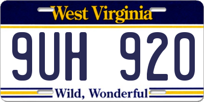 WV license plate 9UH920
