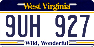 WV license plate 9UH927