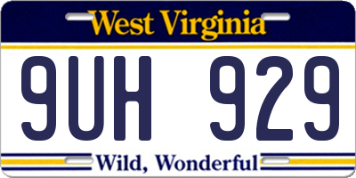 WV license plate 9UH929