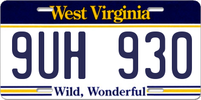 WV license plate 9UH930