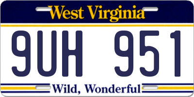 WV license plate 9UH951