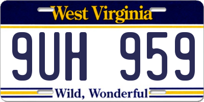 WV license plate 9UH959