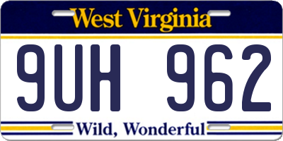 WV license plate 9UH962