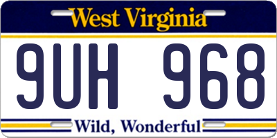 WV license plate 9UH968
