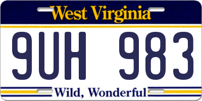 WV license plate 9UH983
