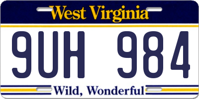 WV license plate 9UH984