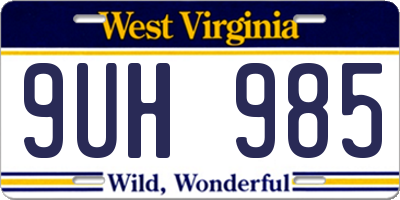 WV license plate 9UH985