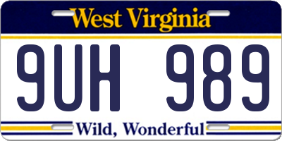 WV license plate 9UH989