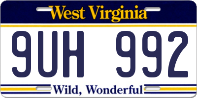 WV license plate 9UH992