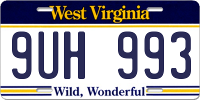 WV license plate 9UH993